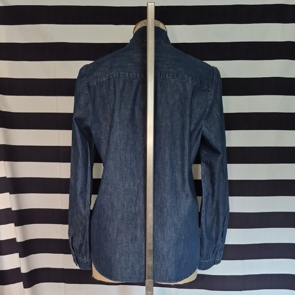 J Crew Tie Neck Medium Denim Shirt NWT - Picture 5 of 7